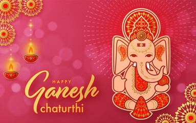 Fototapeta na wymiar Happy Ganesh Chaturthi greetings festival