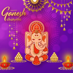 Obraz na płótnie Canvas Happy Ganesh Chaturthi greetings festival