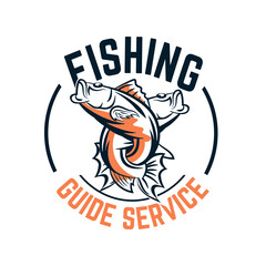 Vintage retro fishing logo template