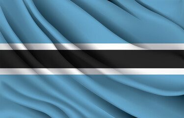 botswana national flag waving realistic vector illustration
