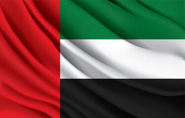 united arab emirates national flag waving realistic vector illustration