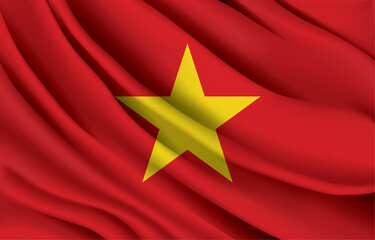 vietnam national flag waving realistic vector illustration