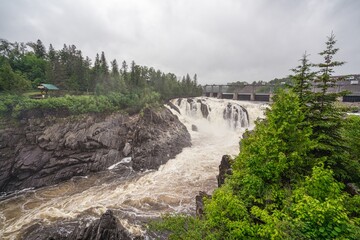 The roaring of the energy generating waterfall at Grand Falls, NB, Canada