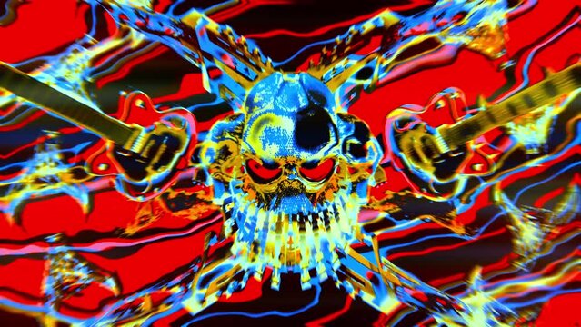 Skull Head Pychedelic Loop II, Animation.Full HD 1920&times;1080. 08 Second Long.LOOP
