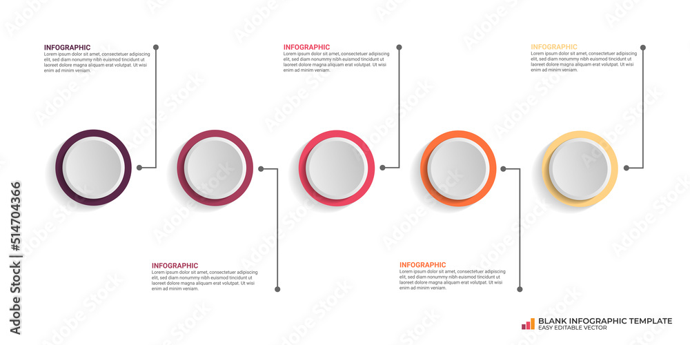 Aufkleber Blank steps business data visualization timeline process infographic template design with icons