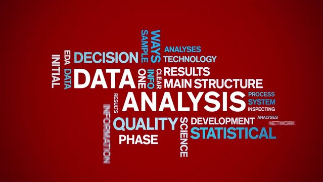 4k Data Analysis Animated Tag Word Cloud;Text Design big data Animation typography seamless loop.
