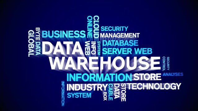 4k Data Warehouse Animated Tag Word Cloud;Text Design big data Animation typography seamless loop.