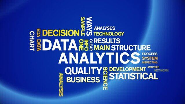 4k Data Analytics Animated Tag Word Cloud;Text Design big data Animation typography seamless loop.