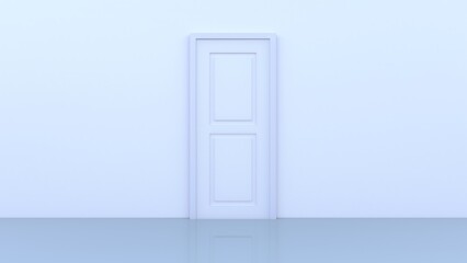 White closed door on white background. Interior Design Element. Design Template for Graphics. 3d render