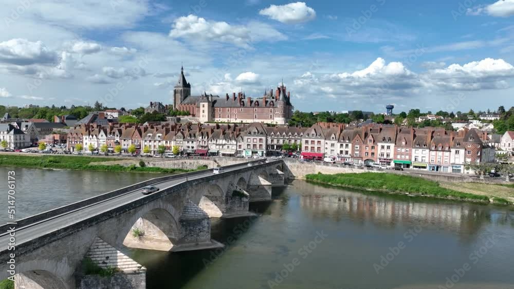 Wall mural Aerial view of Gien castle fine example of the First French Renaissance style in the Loire Valley in France