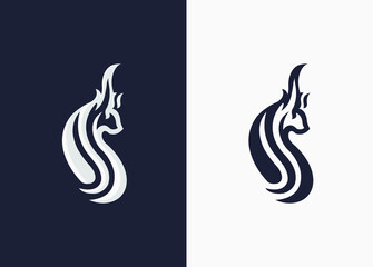 Deer Logo simple and unique design suitable for wildlife or hunting logo design. clever deer logo design black and white