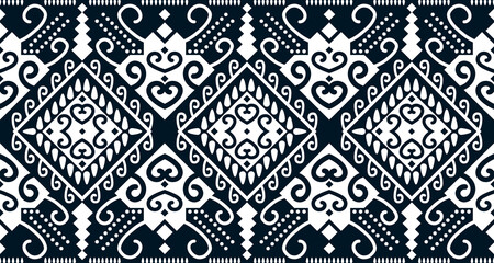 Abstract ethnic geometric print pattern design repeating background texture in black and white. EP.40
