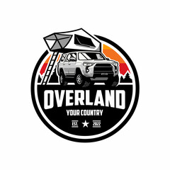 Premium Overland SUV camper truck circle emblem badge vector isolated © bonky