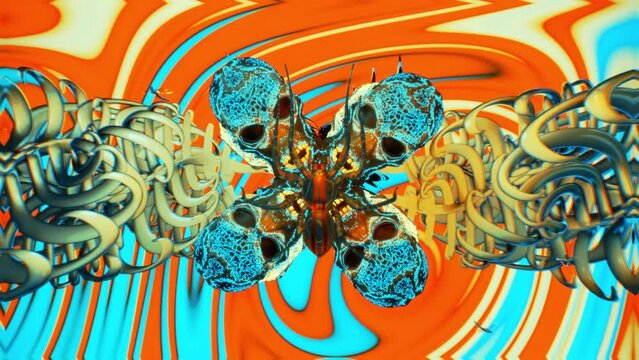 Spider And Skull Psychedelic Trip IV, Animation.Full HD 1920&times;1080. 11 Second Long.LOOP