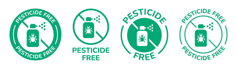 Pesticide free icon label vector set. Certified natural product sticker symbol illustration.