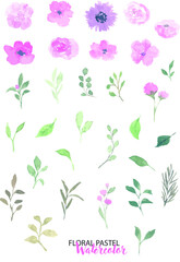 floral pastel watercolor with sample arrangement