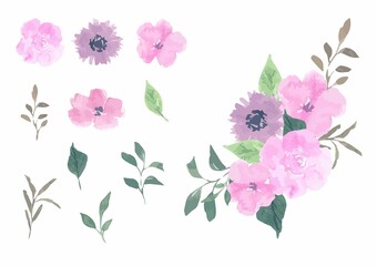 floral pastel watercolor with sample arrangement