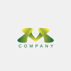 M letter Logo green and yellow color template design