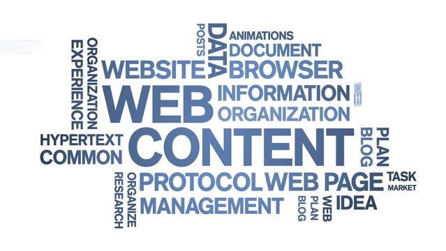 Web Content animated tag word cloud;text design animation kinetic typography seamless loop.