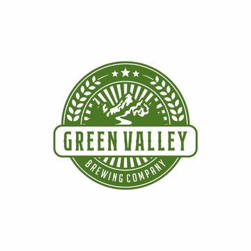 Vintage Green Valley Brewing Company Logo Design
