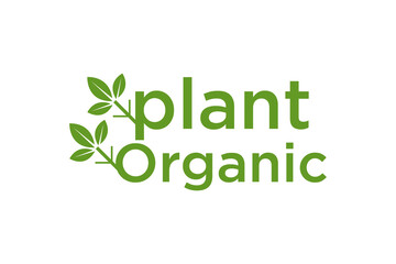 Fototapeta premium Leaf nature logo design letter symbol plant organic farm eco health