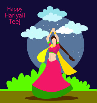 Color illustration of two women dancing in a festival Teej 25339750 Vector  Art at Vecteezy
