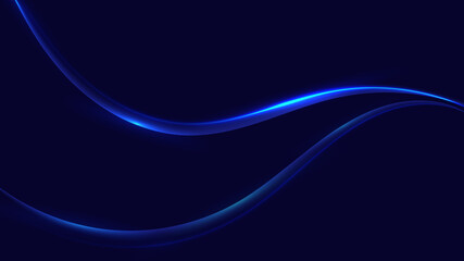 Abstract blue shiny glowing wave moving lines with lighting effect design elements on dark background