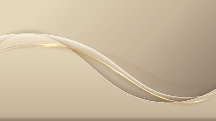 Obraz premium Abstract template background 3D elegant golden wave shape