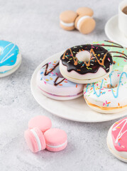 Colorful doughnut dessert cake gourmet