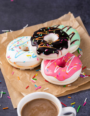 Colorful doughnut dessert cake gourmet