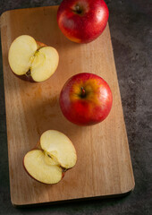 Apples in a dramatic low key concept with a dark background in variety angles for multipurpose