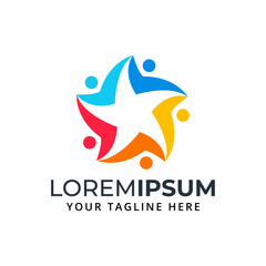 star people colorful abstract logo design