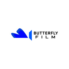 simple butterfly film abstract modern logo design template