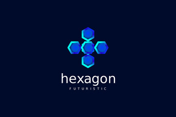 tech hexagon abstract modern logo design template