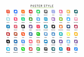 Art & Designing, drawing and web and graphic design icons set. Glyph Flat vector illustration.