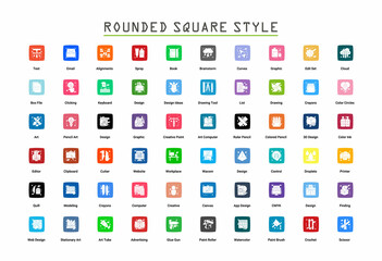 Art & Designing, drawing and web and graphic design icons set. Glyph Flat vector illustration.