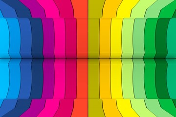 Colorful semicircle lines abstract background 3D render illustration
