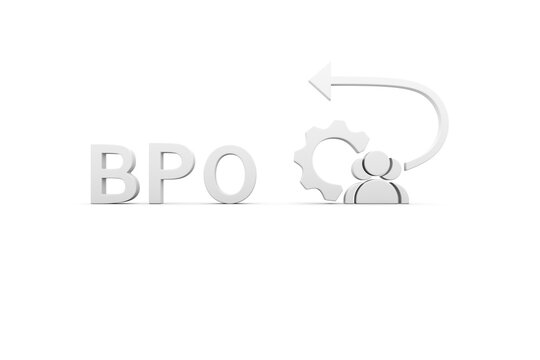 BPO concept white background 3d render illustration