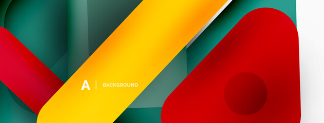 Colorful geometric shapes lines, squares and triangles. Abstract background for wallpaper, banner or landing page