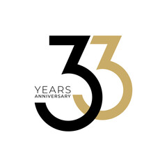 33 Year Anniversary Logo, 33 birthday,  Vector Template Design element for birthday, invitation, wedding, jubilee and greeting card illustration. - obrazy, fototapety, plakaty
