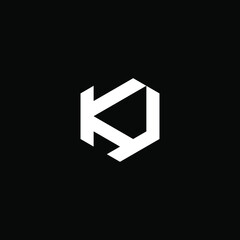 Alphabet letters, initials, monogram, geometric minimalist logo K, J, KJ, JK. Hexagon logo vector. Icon, typography