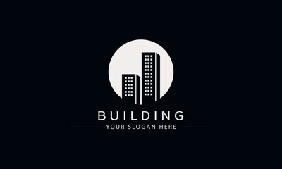 Modern real estate, building, cityscape, skyscrapers logo design template.