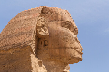 Fototapeta na wymiar close up of head of the Great Sphinx in Giza