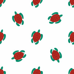 Children s seamless pattern with a sea turtle on a white background. Perfect for kids clothing, fabric, textiles, baby jewelry, wrapping paper.