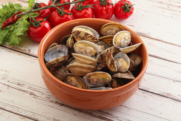 Vongole shellfish mollusc clem with butter