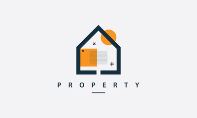 Decorative house logo design concept. Design emblem for home, property, real estate, architecture, structure, planning, interior and exterior decoration.