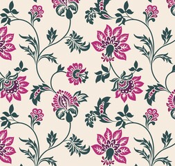 Colorful wedding card design, paisley floral pattern , India	