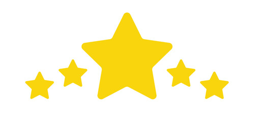Mega five star rating review icon design vector. Best feedback satisfaction quality symbol illustration.