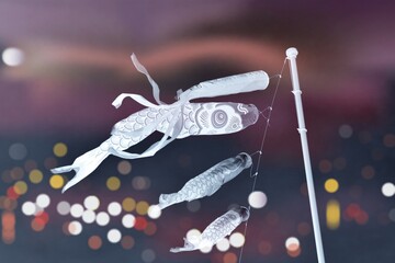 空に羽ばたく鯉のぼり