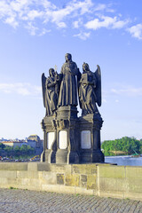 Monument to St Francis of Assisi, on Charles Bridge, in Prague.
